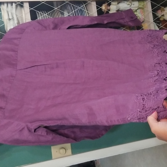 Cold Water Creek 3/4 Sleeve Lace Blouse - Picture 5 of 8